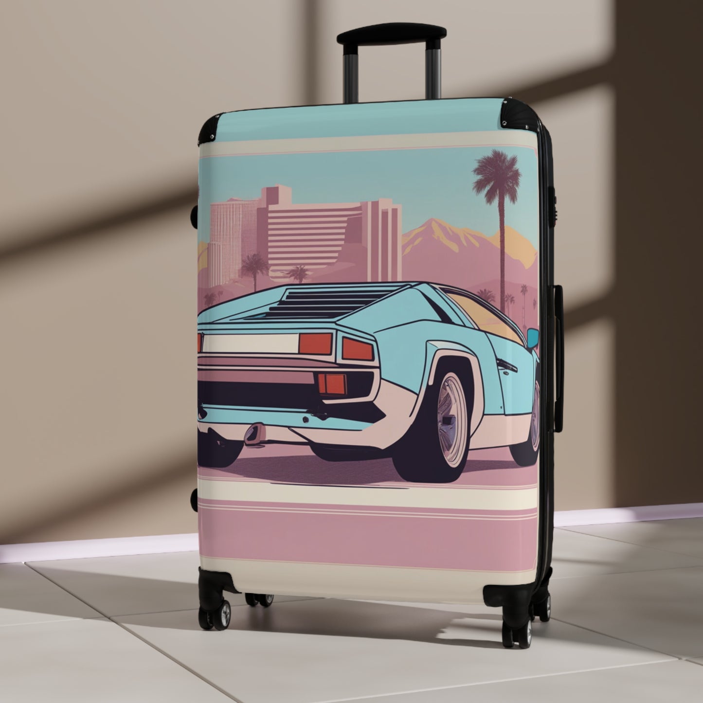 Suitcase with Retro Print: 
Blue Bumper [TEDDY]