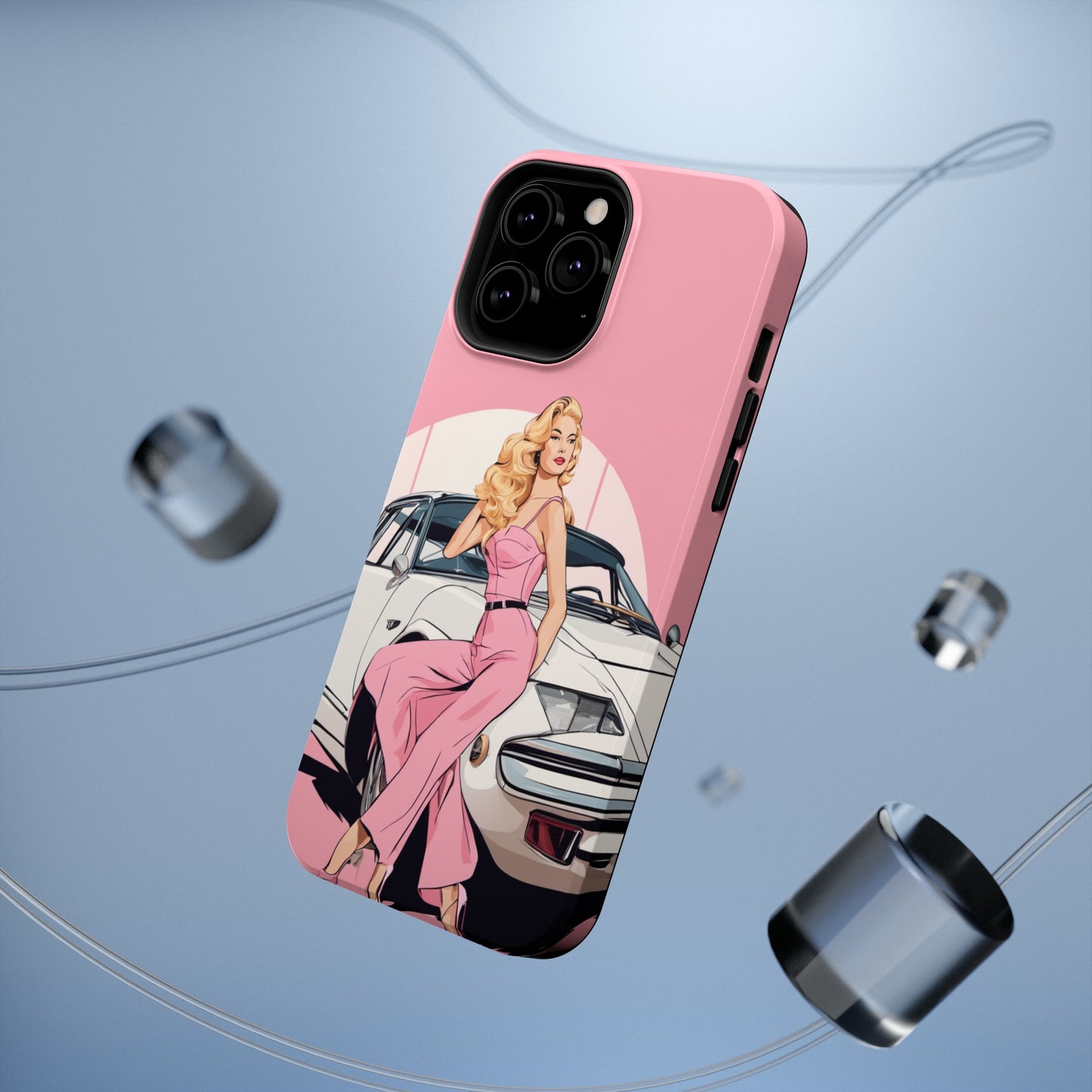 Impact-Resistant Phone Case with Pink Arch Pin-Up [TEDDY]