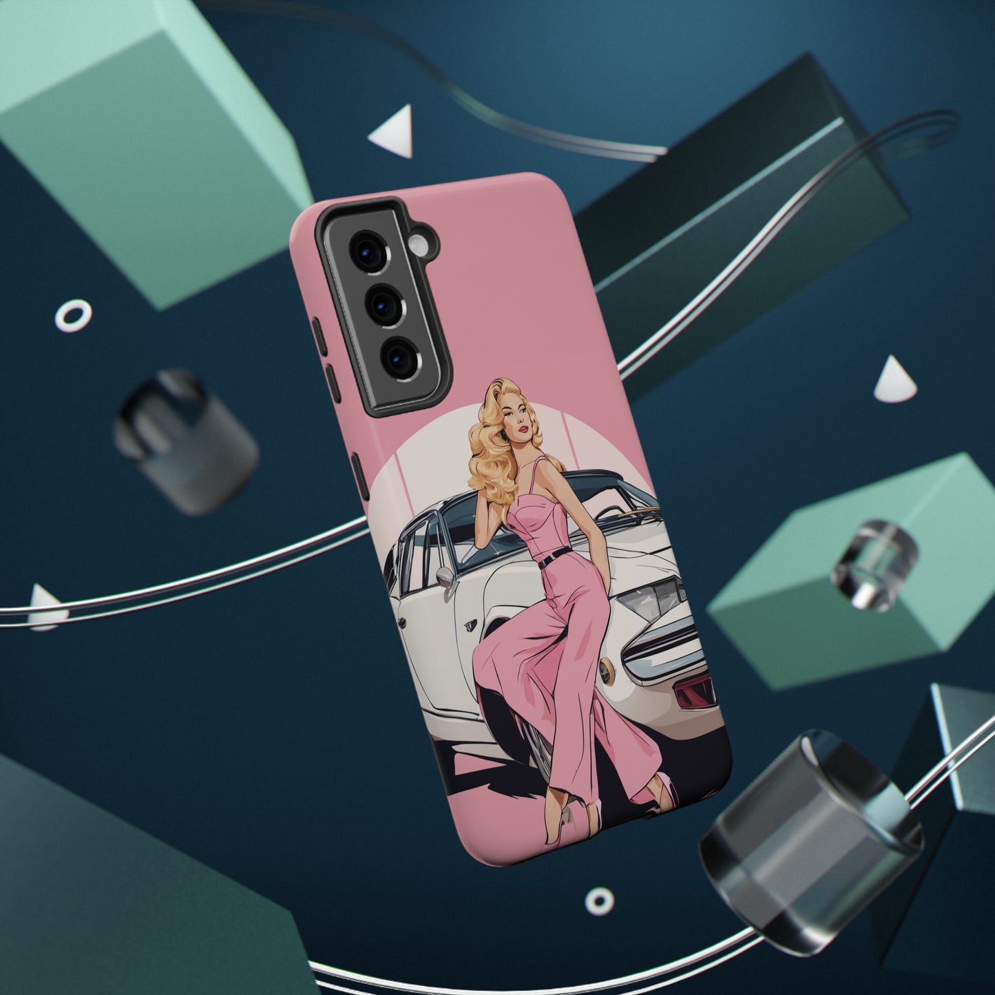 Impact-Resistant Phone Case with Pink Arch Pin-Up [TEDDY]