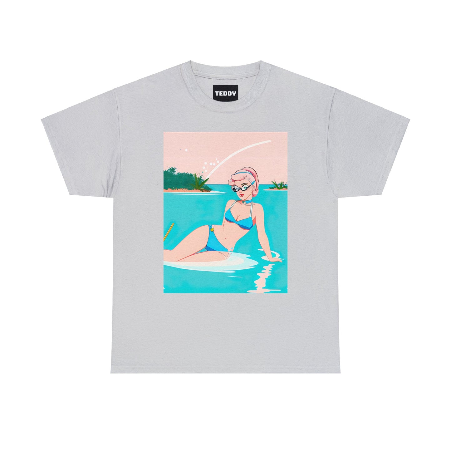 Unisex Heavy Cotton Tee: Shoreside Pin-Up [TEDDY]