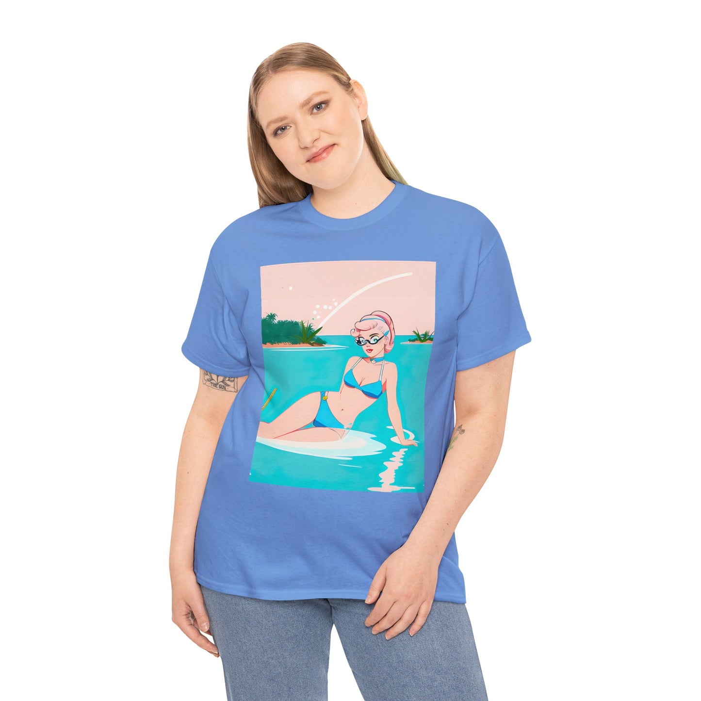 Unisex Heavy Cotton Tee: Shoreside Pin-Up [TEDDY]