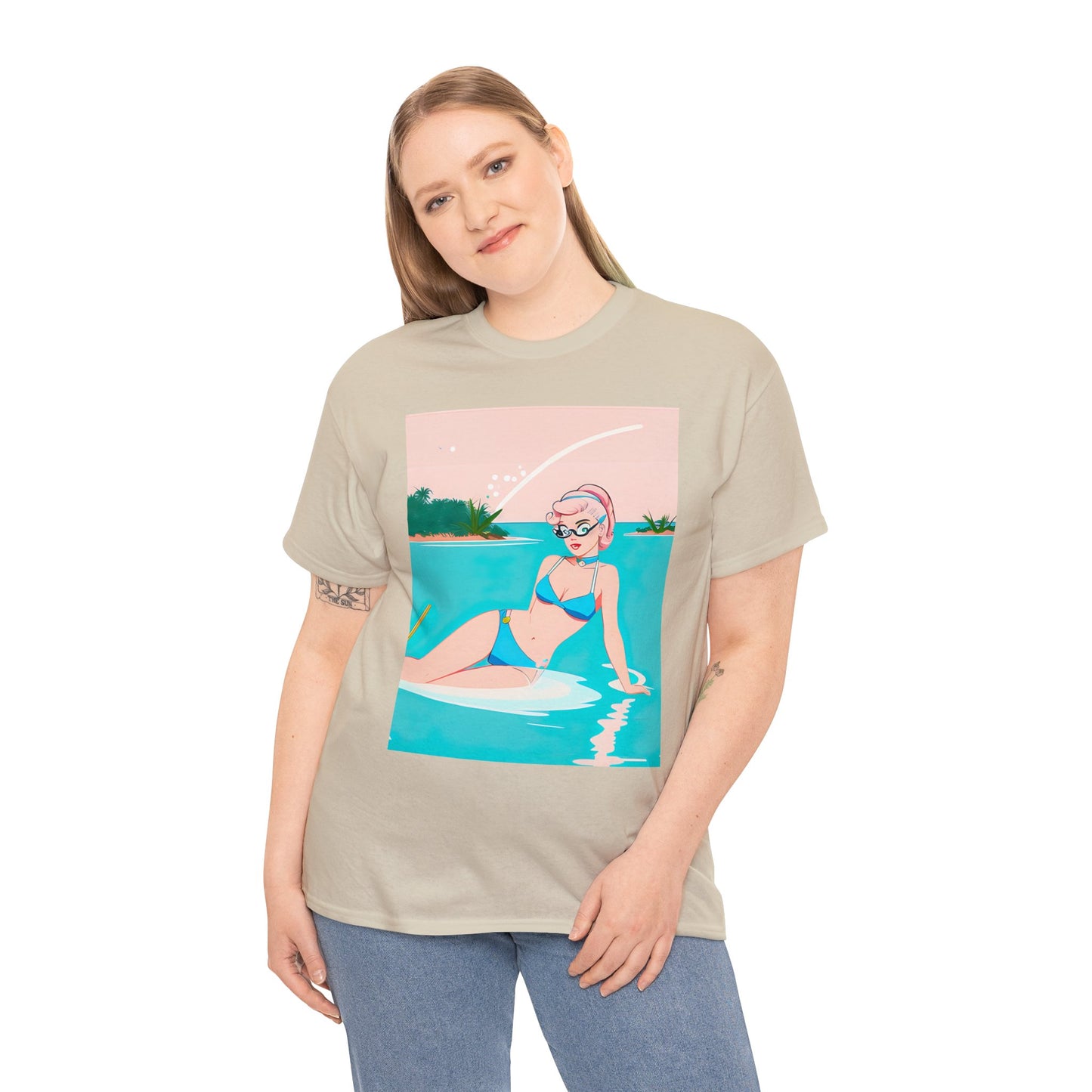 Unisex Heavy Cotton Tee: Shoreside Pin-Up [TEDDY]