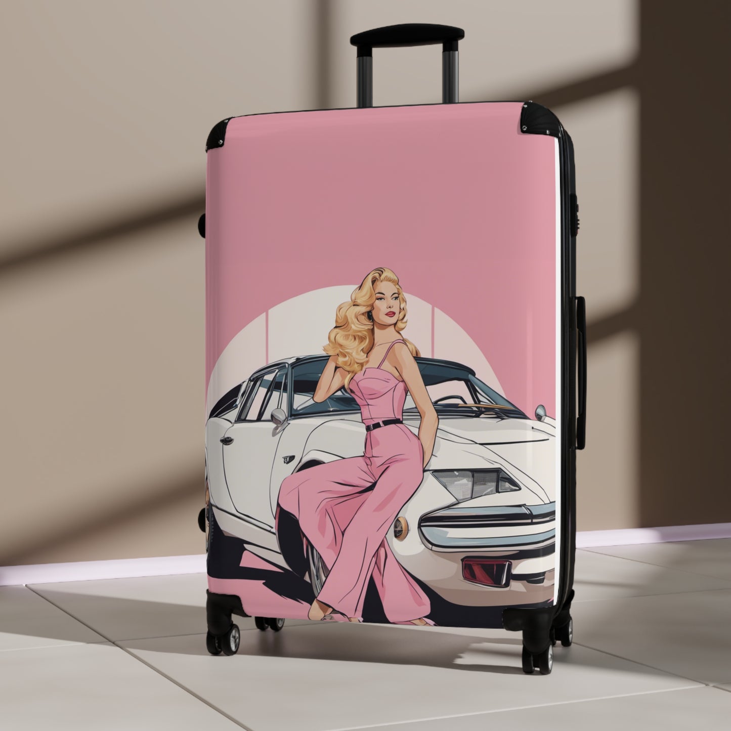 Suitcase with Retro Print: 
Pink Arch Pin-Up [TEDDY]