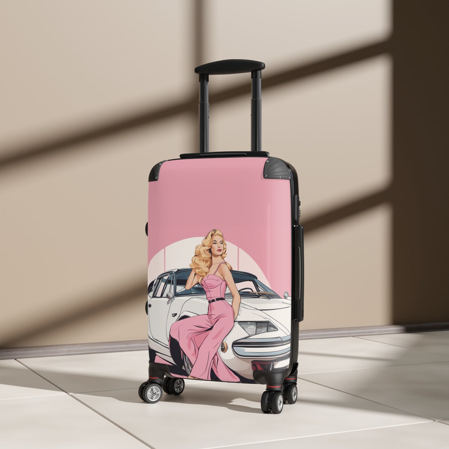 Suitcase with Retro Print: 
Pink Arch Pin-Up [TEDDY]