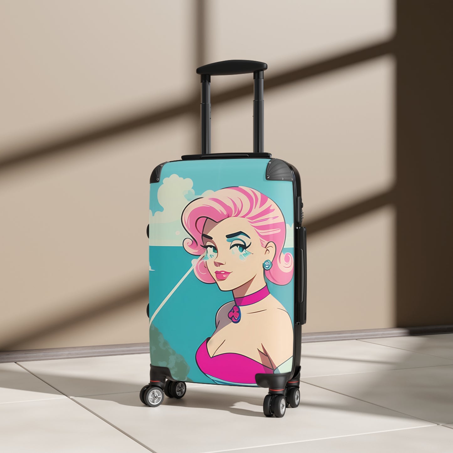 Suitcase with Retro Print: Water Pin-Up [TEDDY]