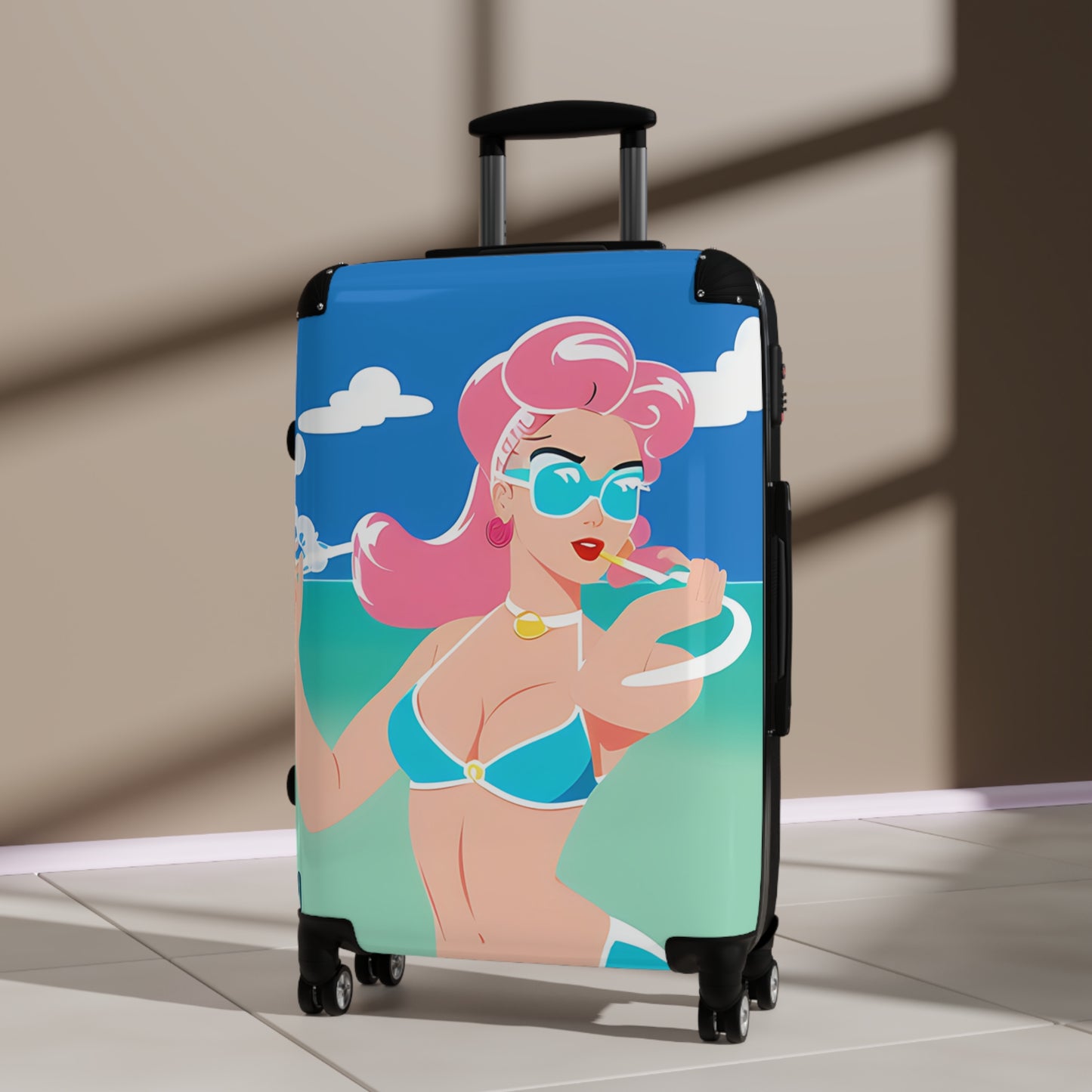 Suitcase with Retro Print: 
Art Deco Pin-Up [TEDDY]