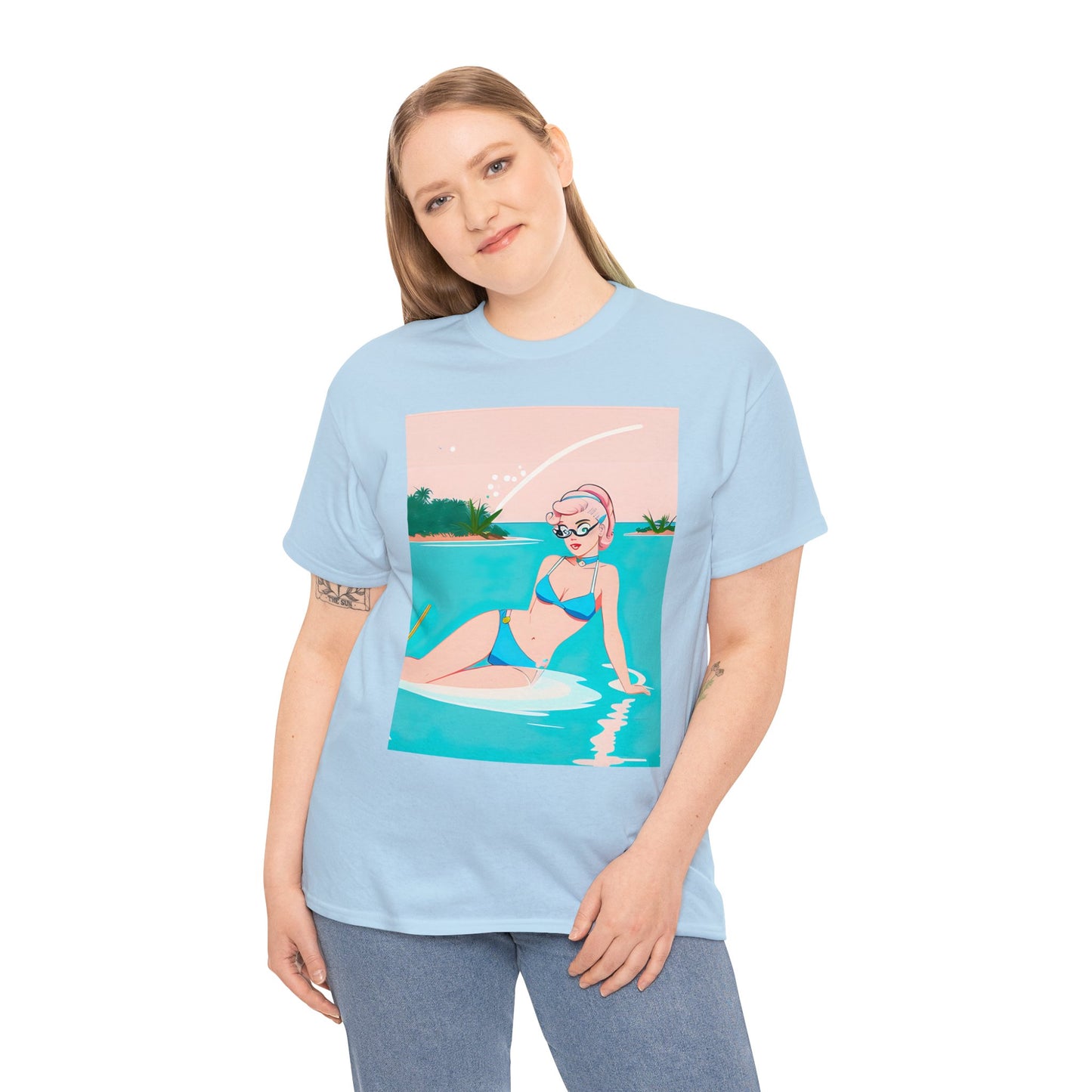 Unisex Heavy Cotton Tee: Shoreside Pin-Up [TEDDY]