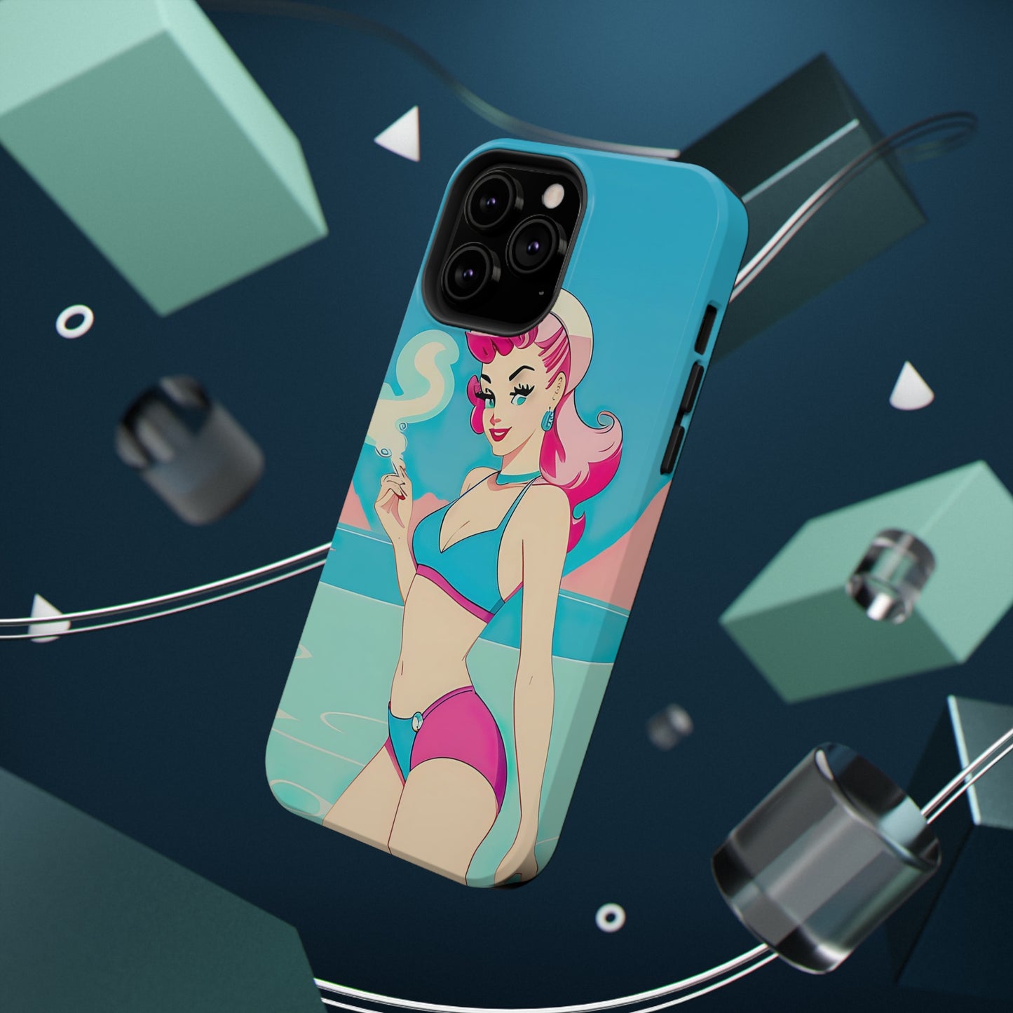 Impact-Resistant Phone Case with Smoking Pin-Up [TEDDY]