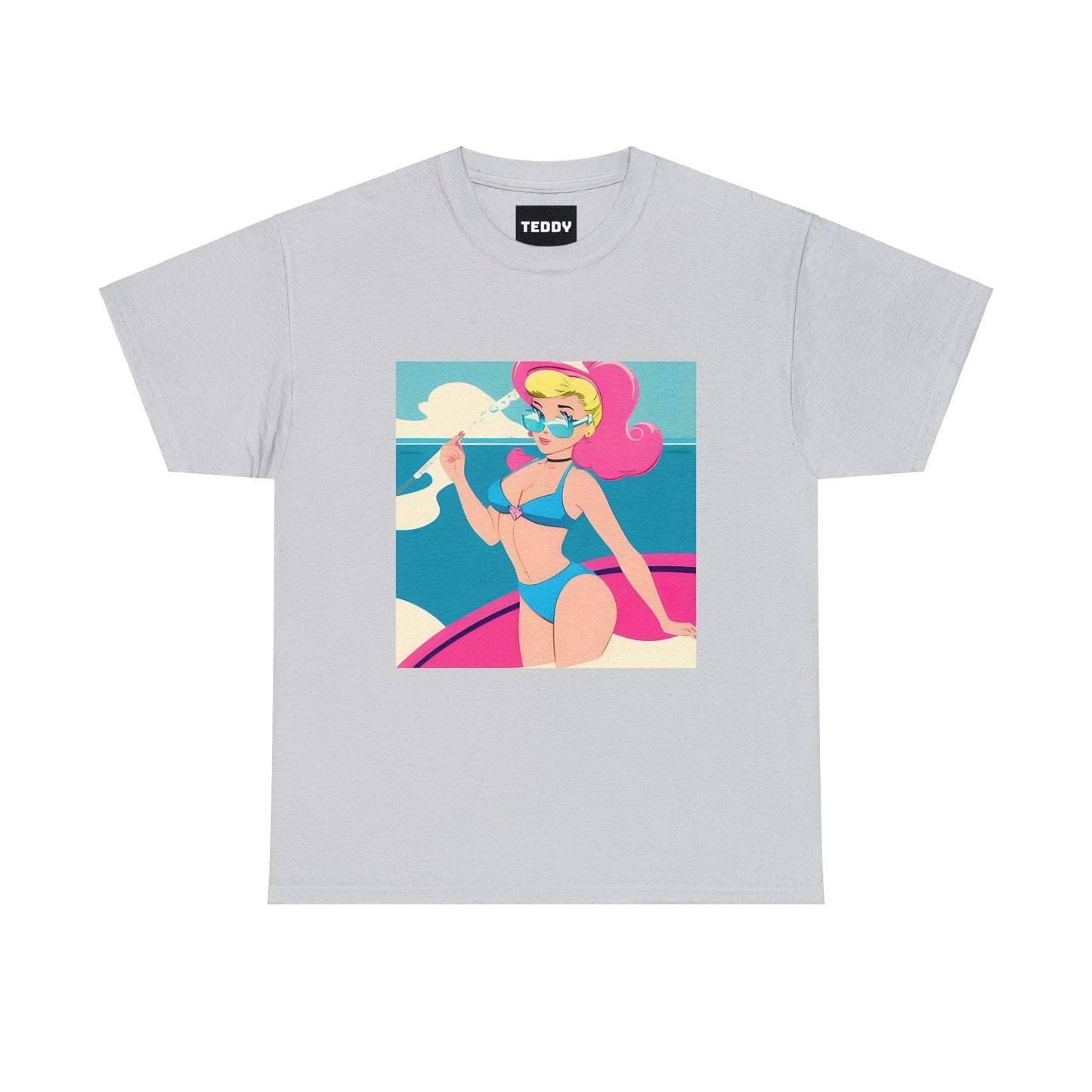 Unisex Heavy Cotton Tee: Cartoon Pin-Up [TEDDY]