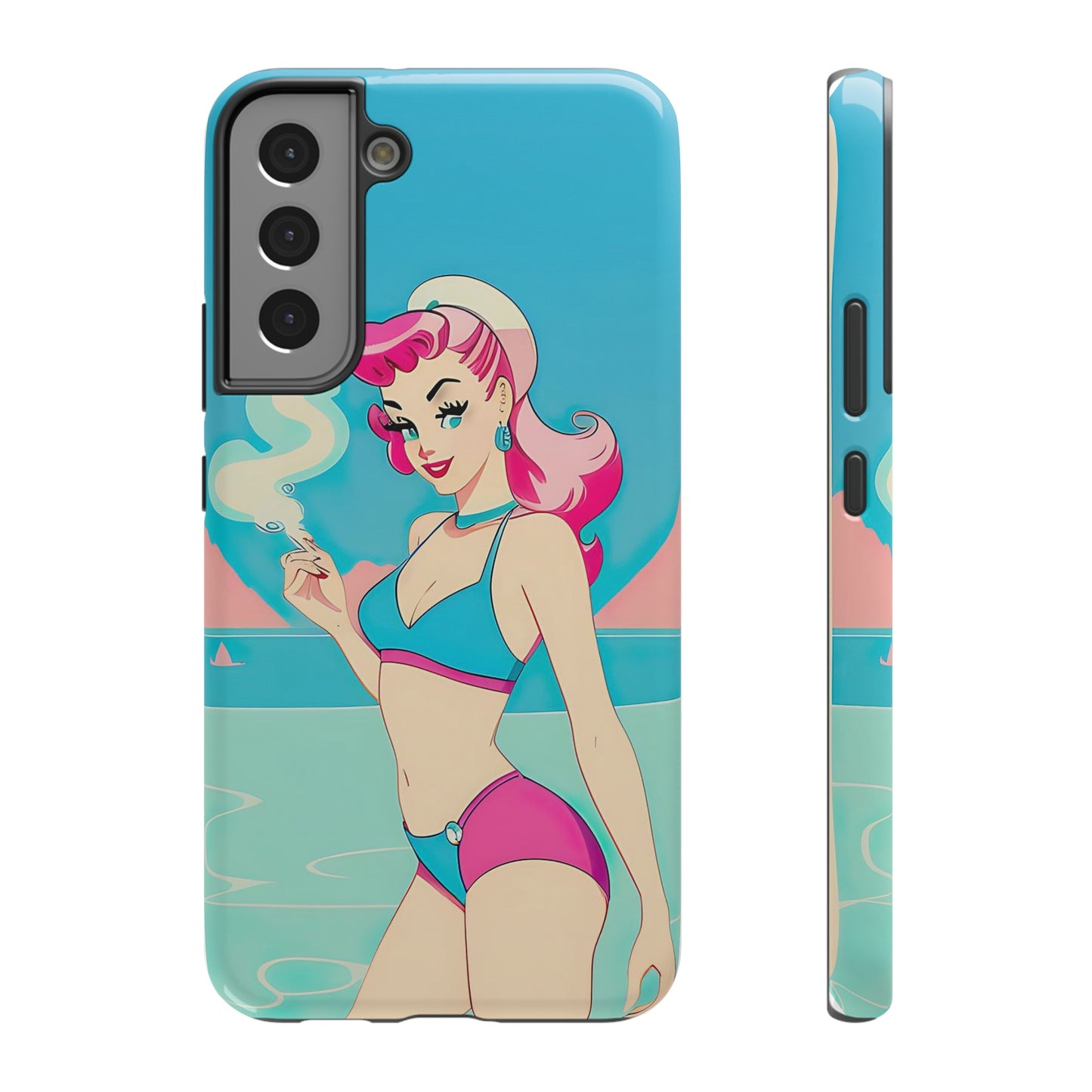 Impact-Resistant Phone Case with Smoking Pin-Up [TEDDY]