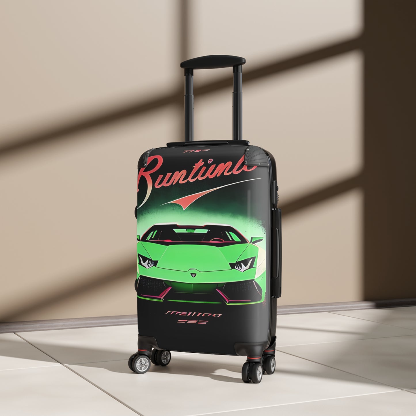 Suitcase with Retro Print: Green Lambo [TEDDY]