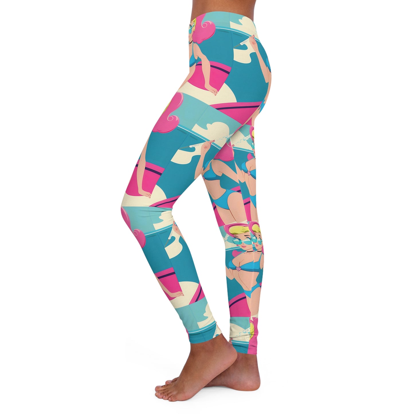 Spandex Leggings with Retro Print: Smoking Pin-Up Repeat Print [TEDDY]