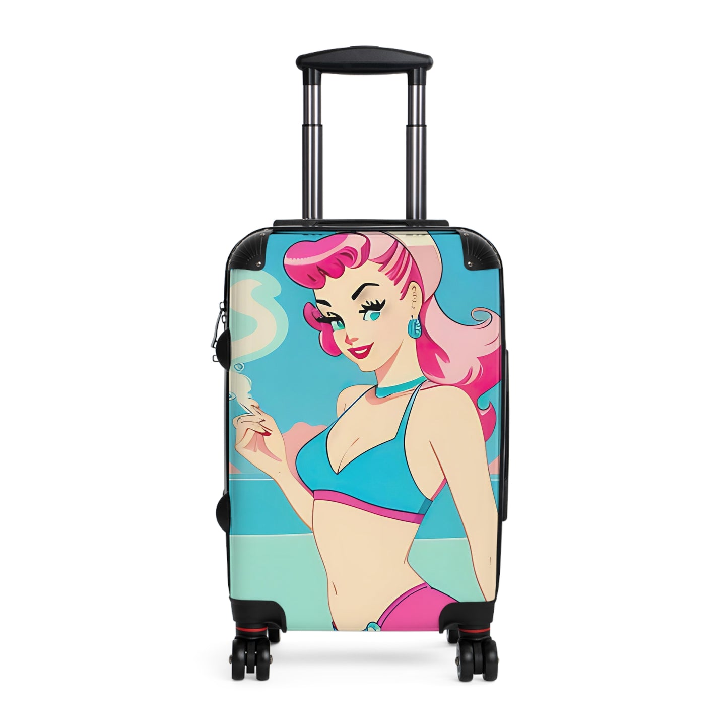 Suitcase with Retro Print: Smoking Pin-Up [TEDDY]