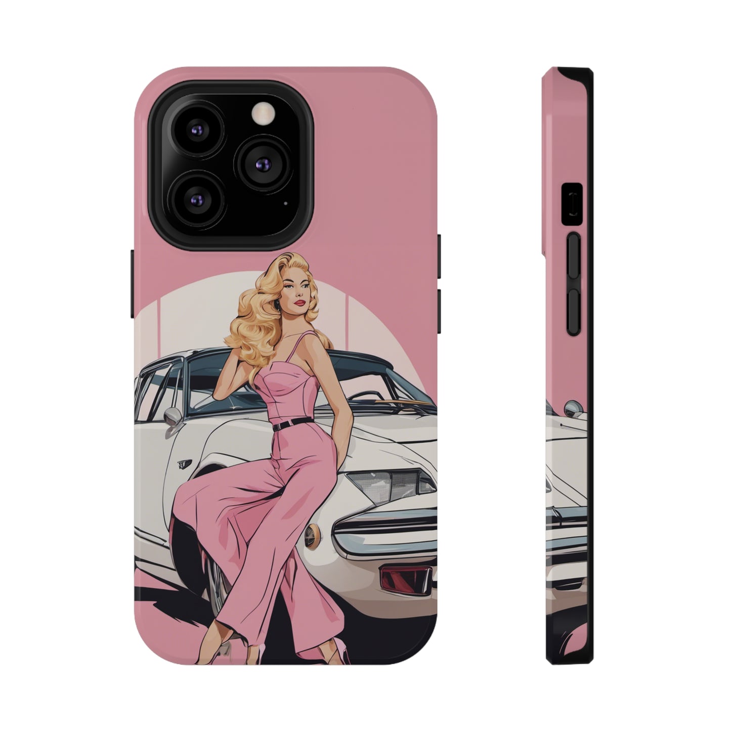 Impact-Resistant Phone Case with Pink Arch Pin-Up [TEDDY]