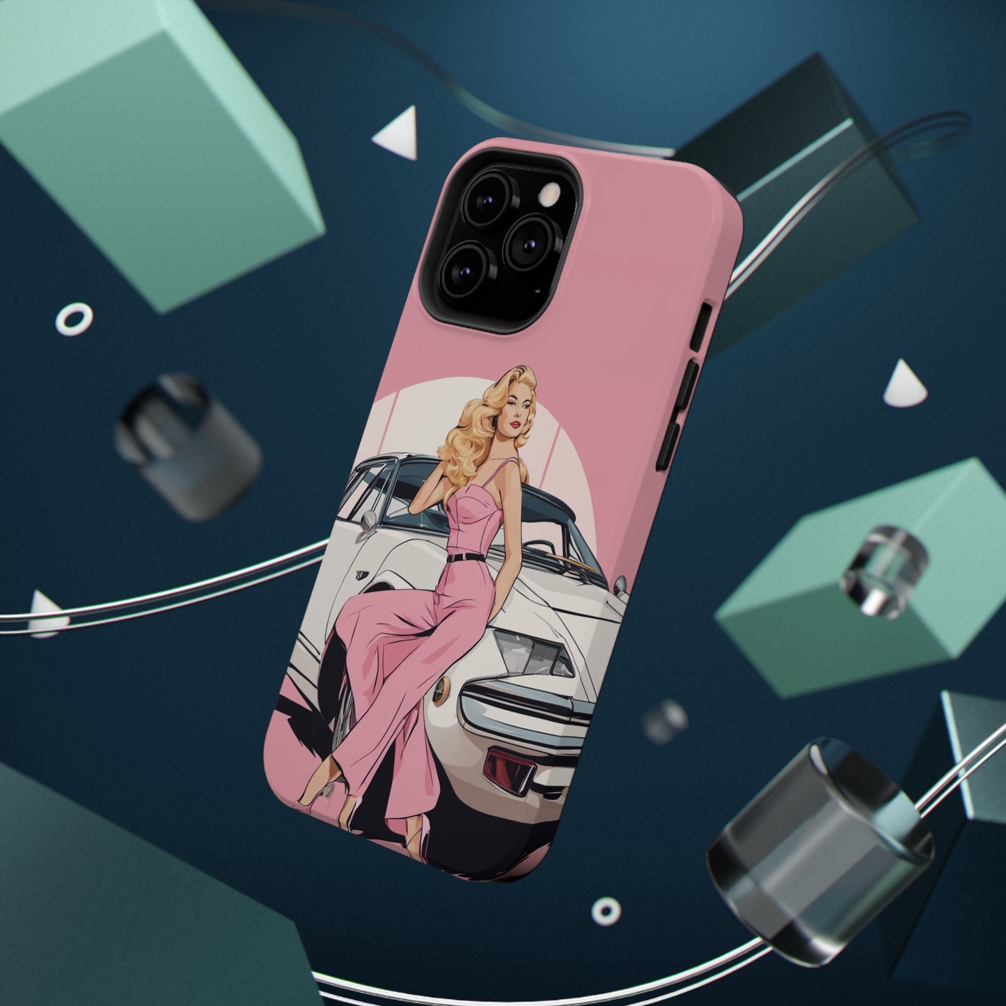 Impact-Resistant Phone Case with Pink Arch Pin-Up [TEDDY]