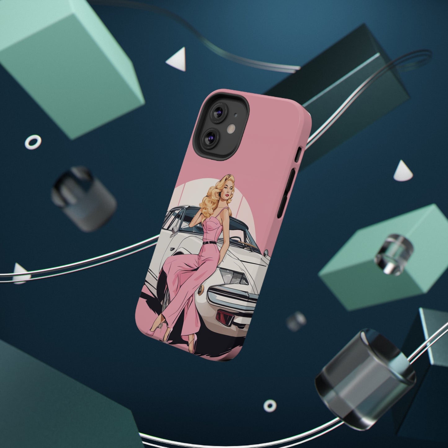 Impact-Resistant Phone Case with Pink Arch Pin-Up [TEDDY]