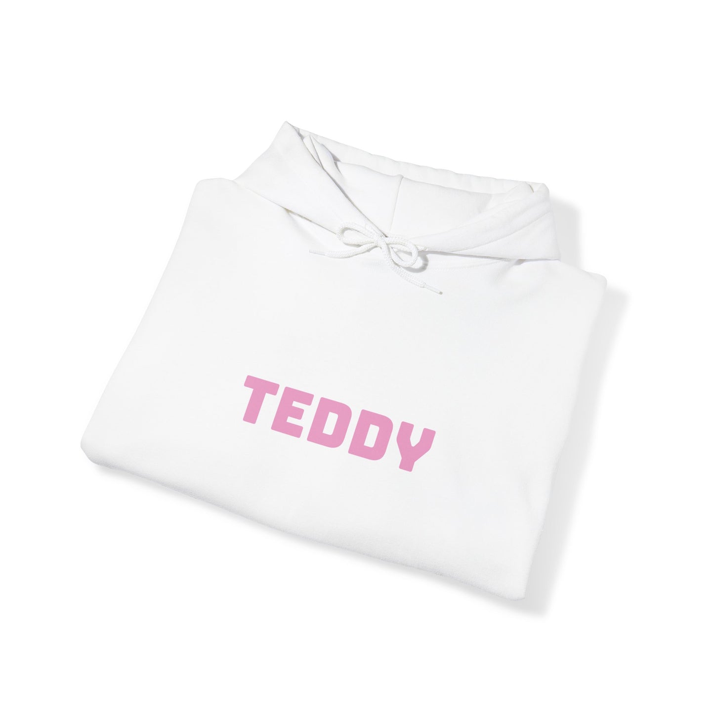 Unisex Heavy Blend™ Hooded Sweatshirt with Pink Logo [TEDDY]