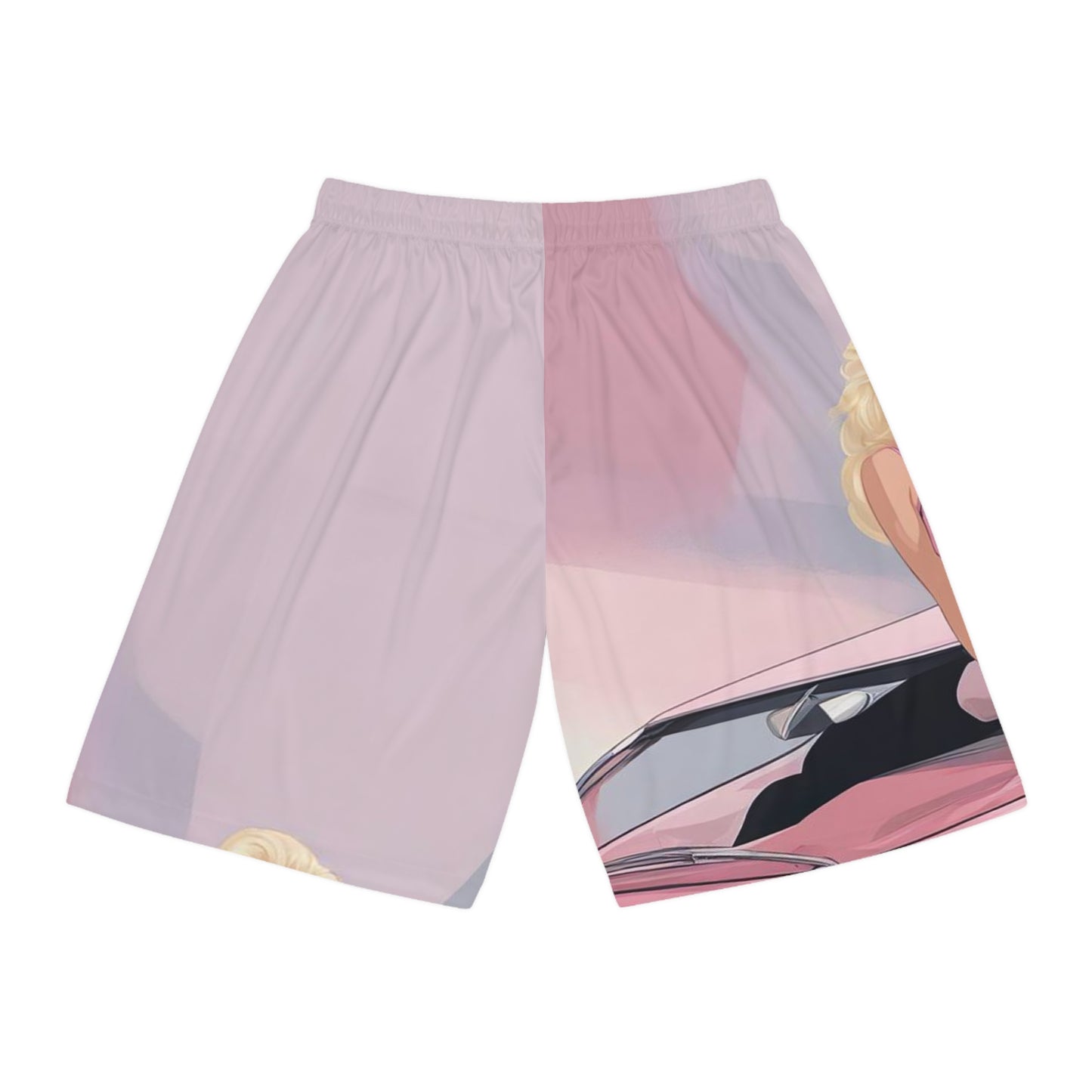 Basketball Shorts with Retro Print: Barbie Illustration [TEDDY]