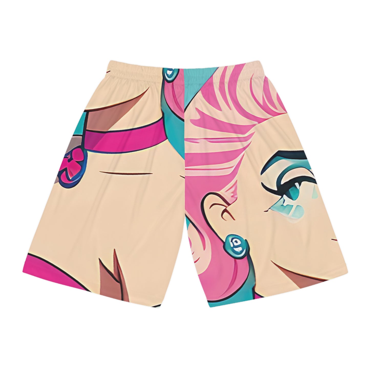 Basketball Shorts with Retro Print: Water Pin-Up [TEDDY]