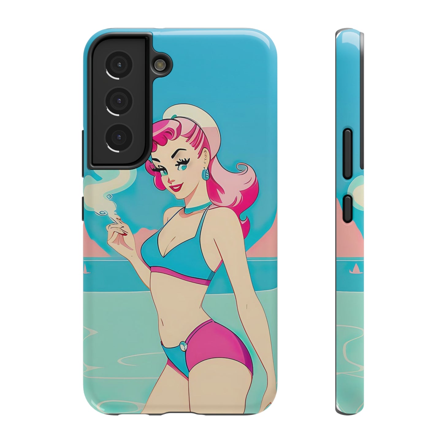 Impact-Resistant Phone Case with Smoking Pin-Up [TEDDY]