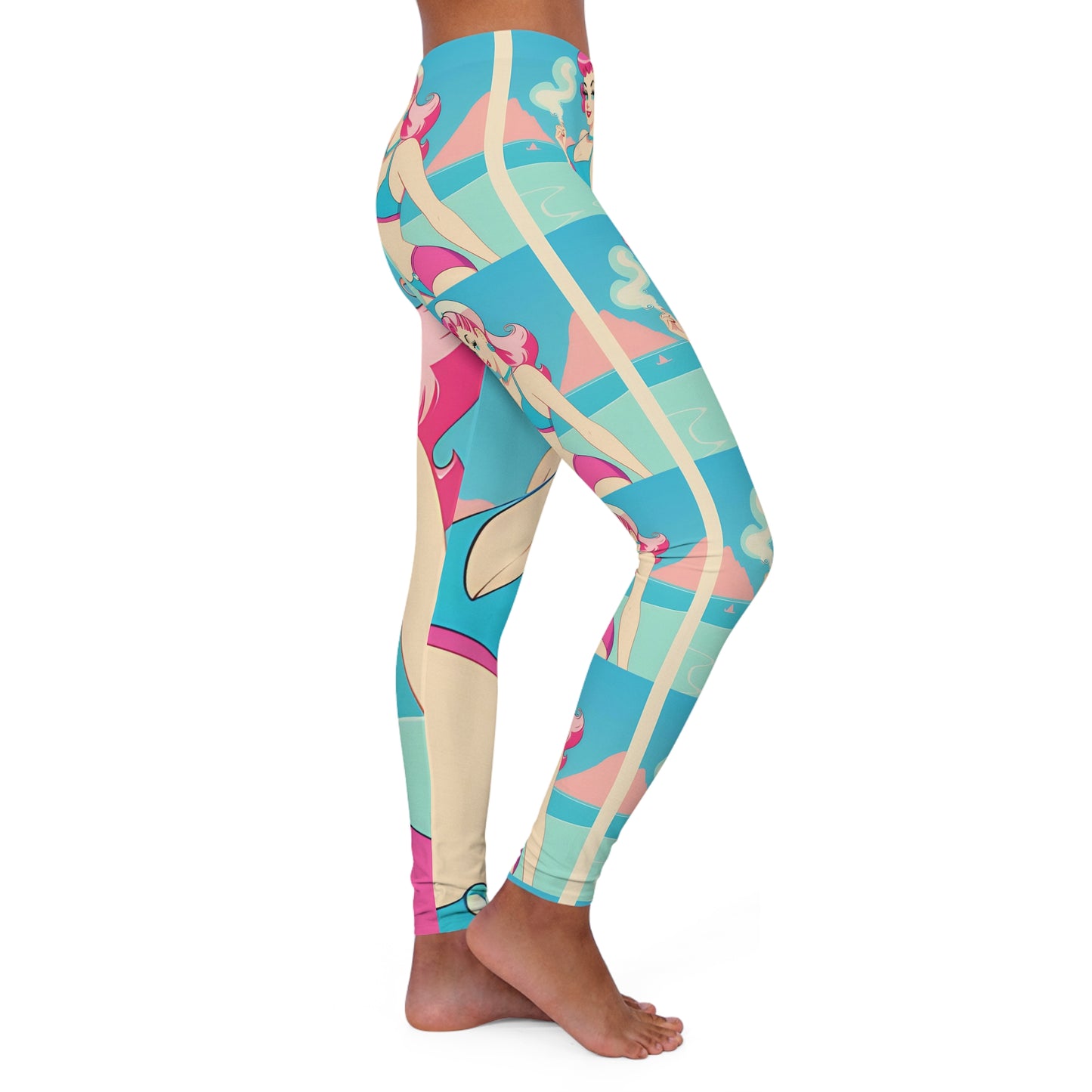 Spandex Leggings with Retro Print: Smoking Pin-Up [TEDDY]