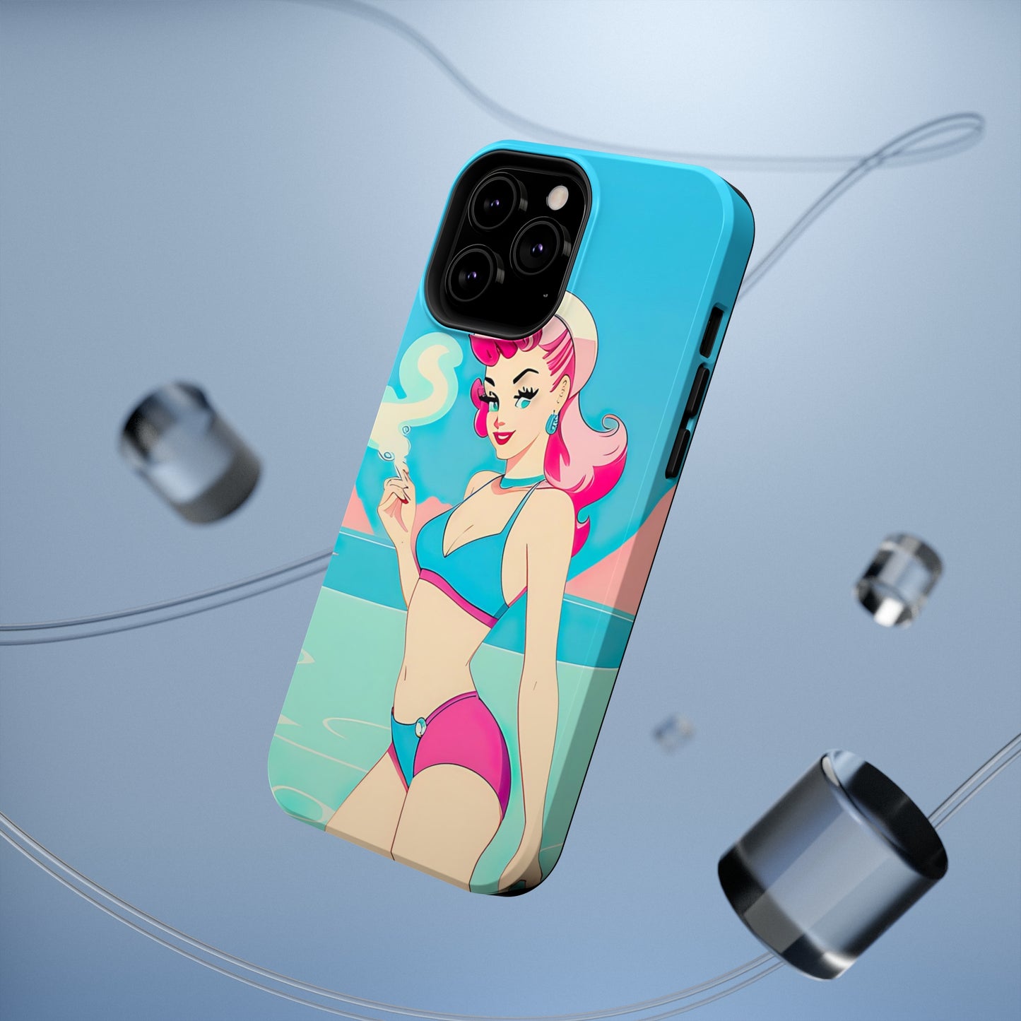 Impact-Resistant Phone Case with Smoking Pin-Up [TEDDY]