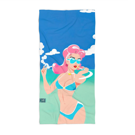 Beach Towel with Retro Print: Art Deco Pin-Up [TEDDY]