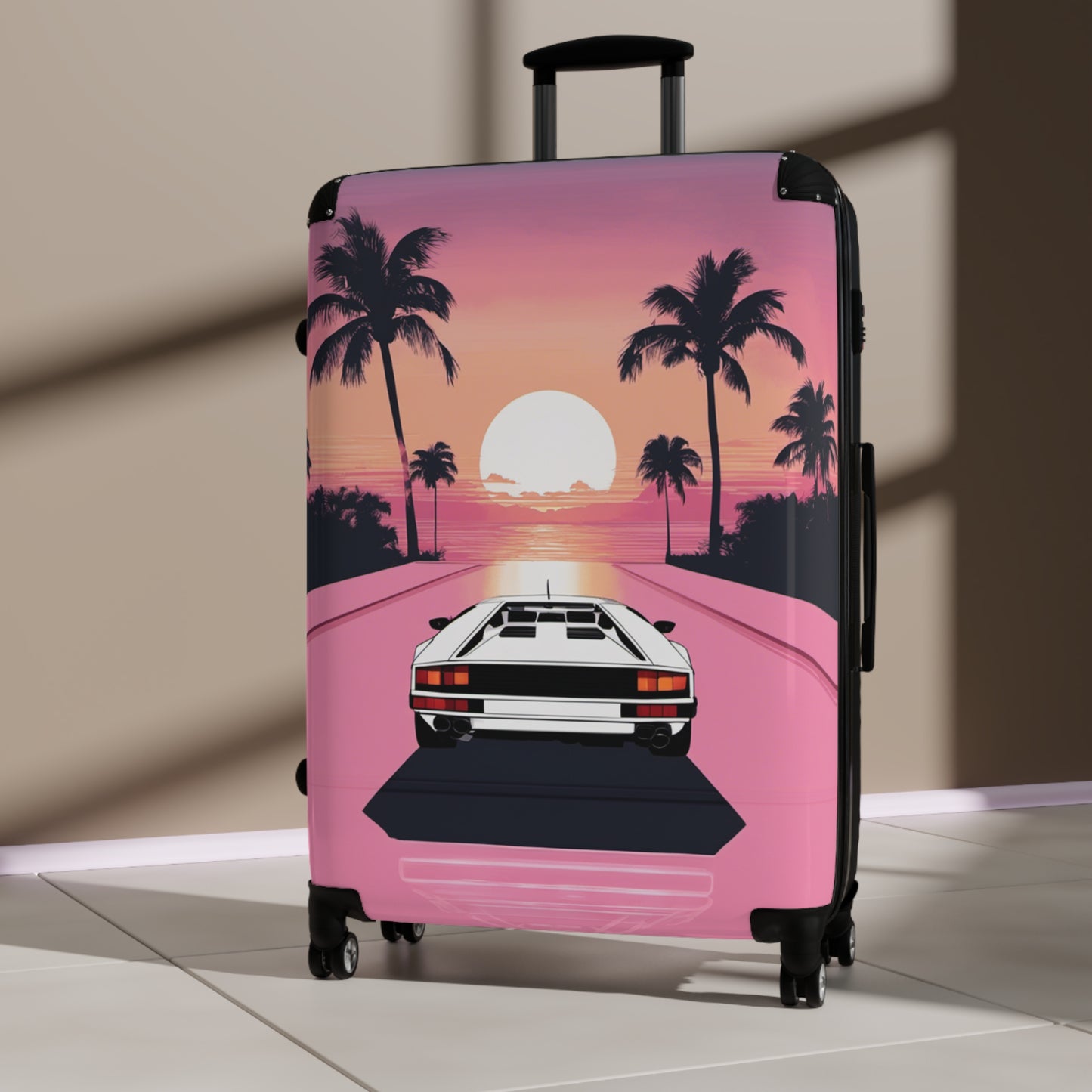 Suitcase with Retro Print: 
White Lambo Sunset [TEDDY]