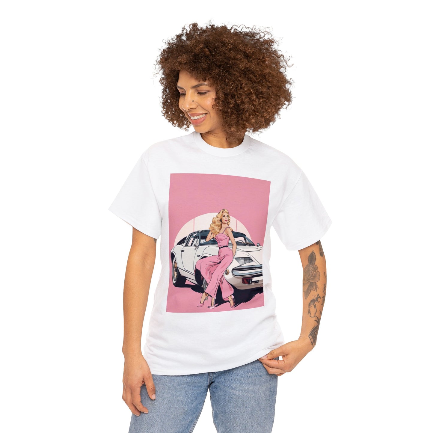 Unisex Heavy Cotton Tee: Pink Barbie Arch [TEDDY]