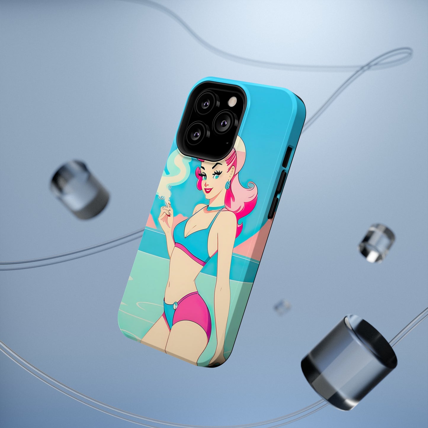 Impact-Resistant Phone Case with Smoking Pin-Up [TEDDY]