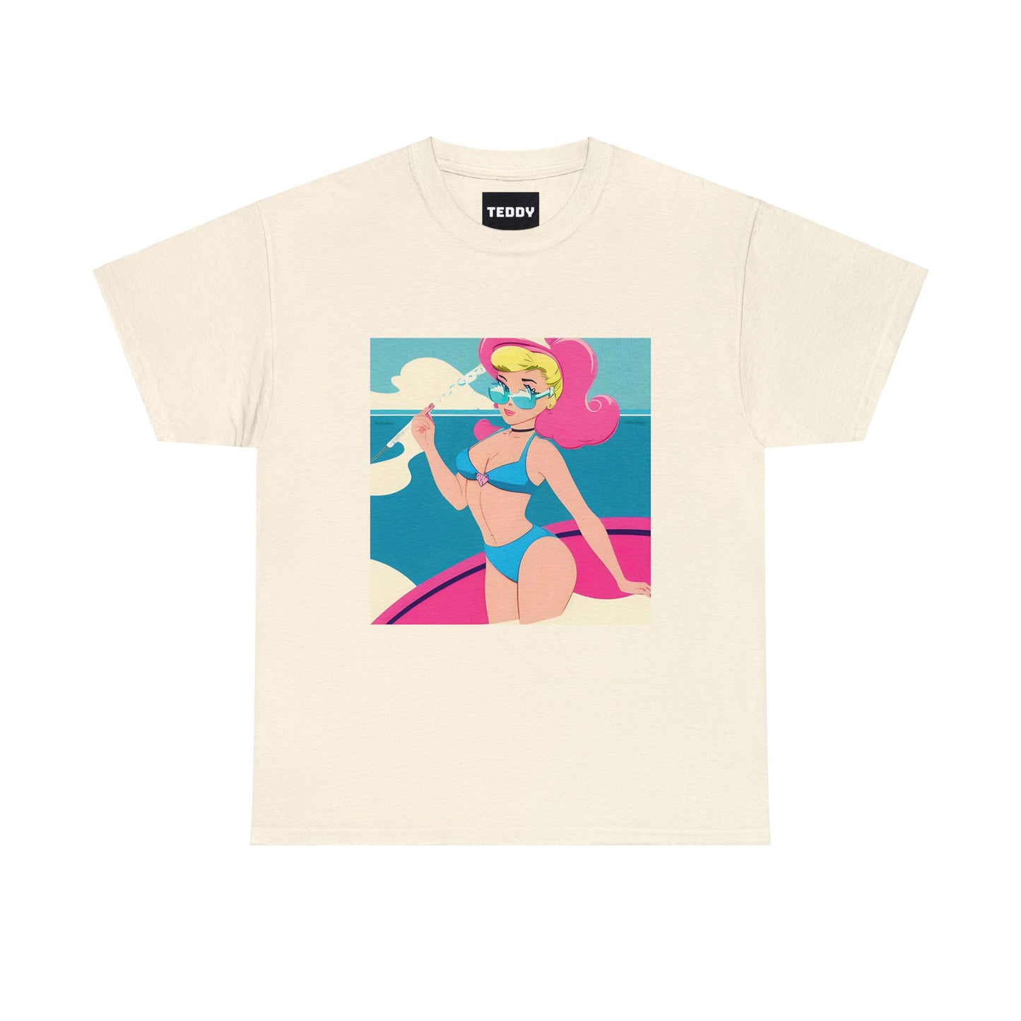 Unisex Heavy Cotton Tee: Cartoon Pin-Up [TEDDY]