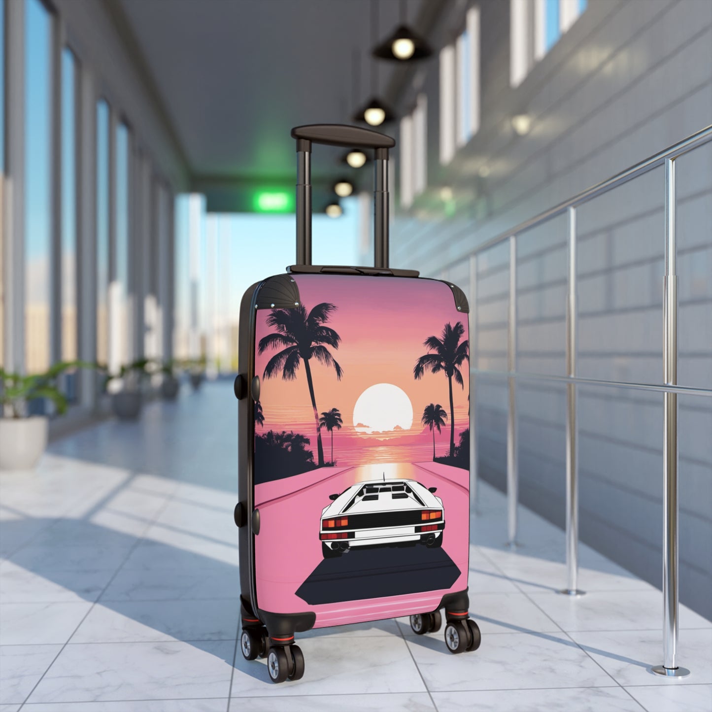 Suitcase with Retro Print: 
White Lambo Sunset [TEDDY]