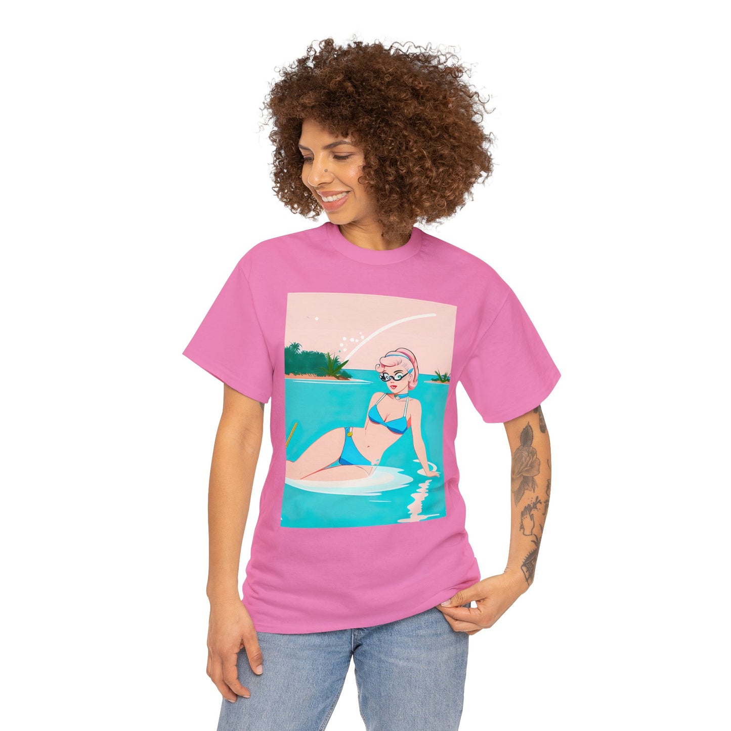 Unisex Heavy Cotton Tee: Shoreside Pin-Up [TEDDY]