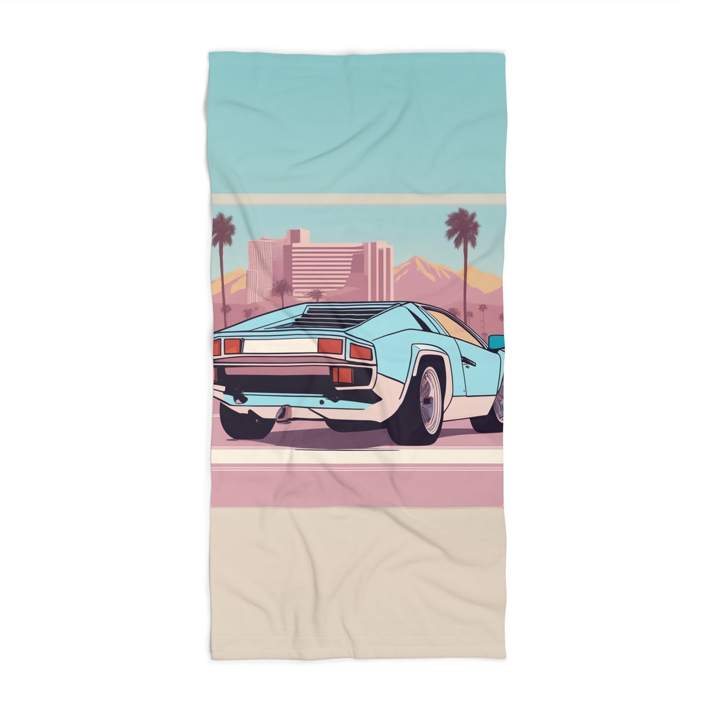 Beach Towel with Retro Print: Blue Bumper [TEDDY]