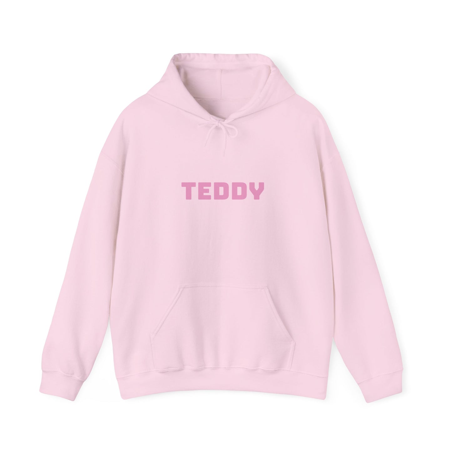 Unisex Heavy Blend™ Hooded Sweatshirt with Pink Logo [TEDDY]