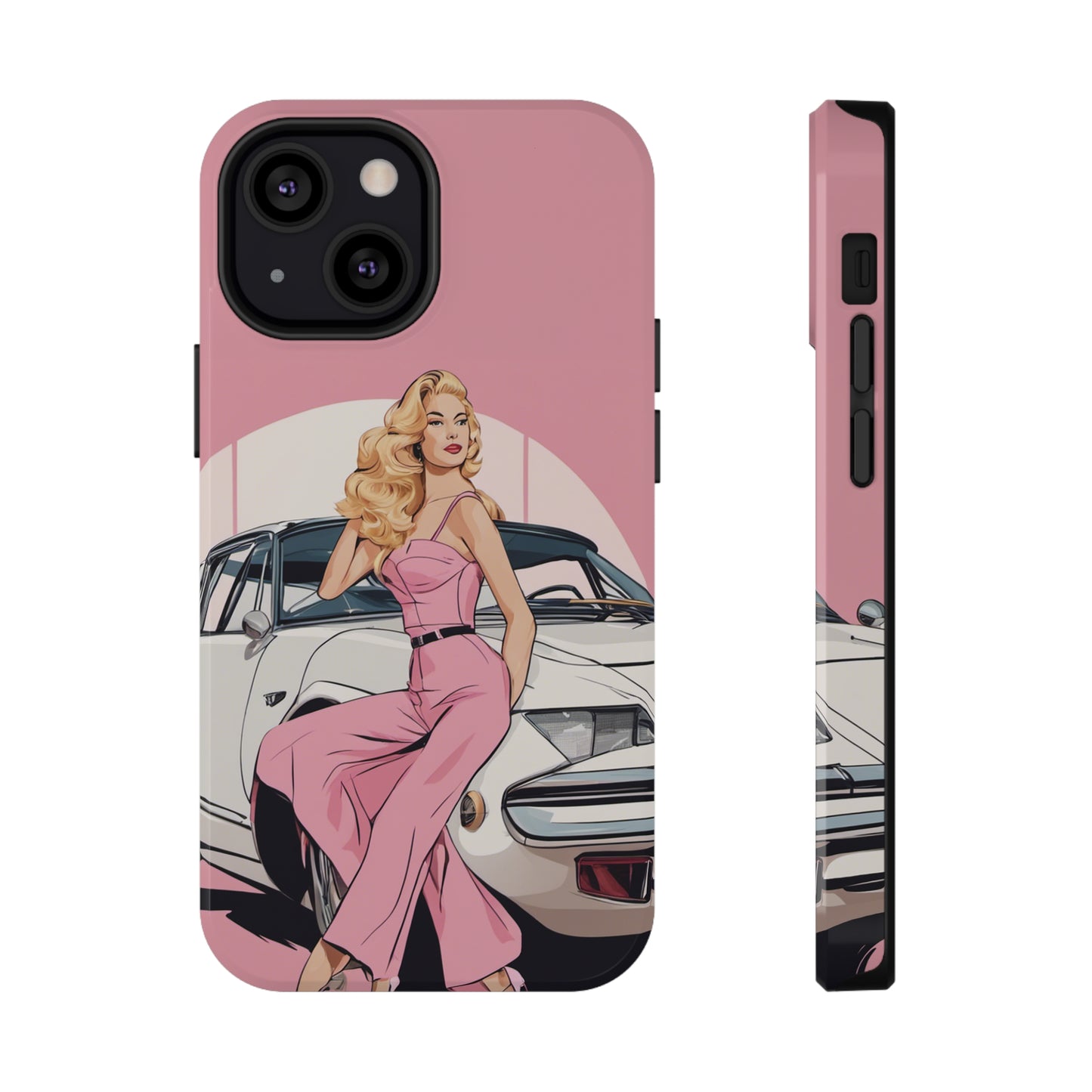 Impact-Resistant Phone Case with Pink Arch Pin-Up [TEDDY]