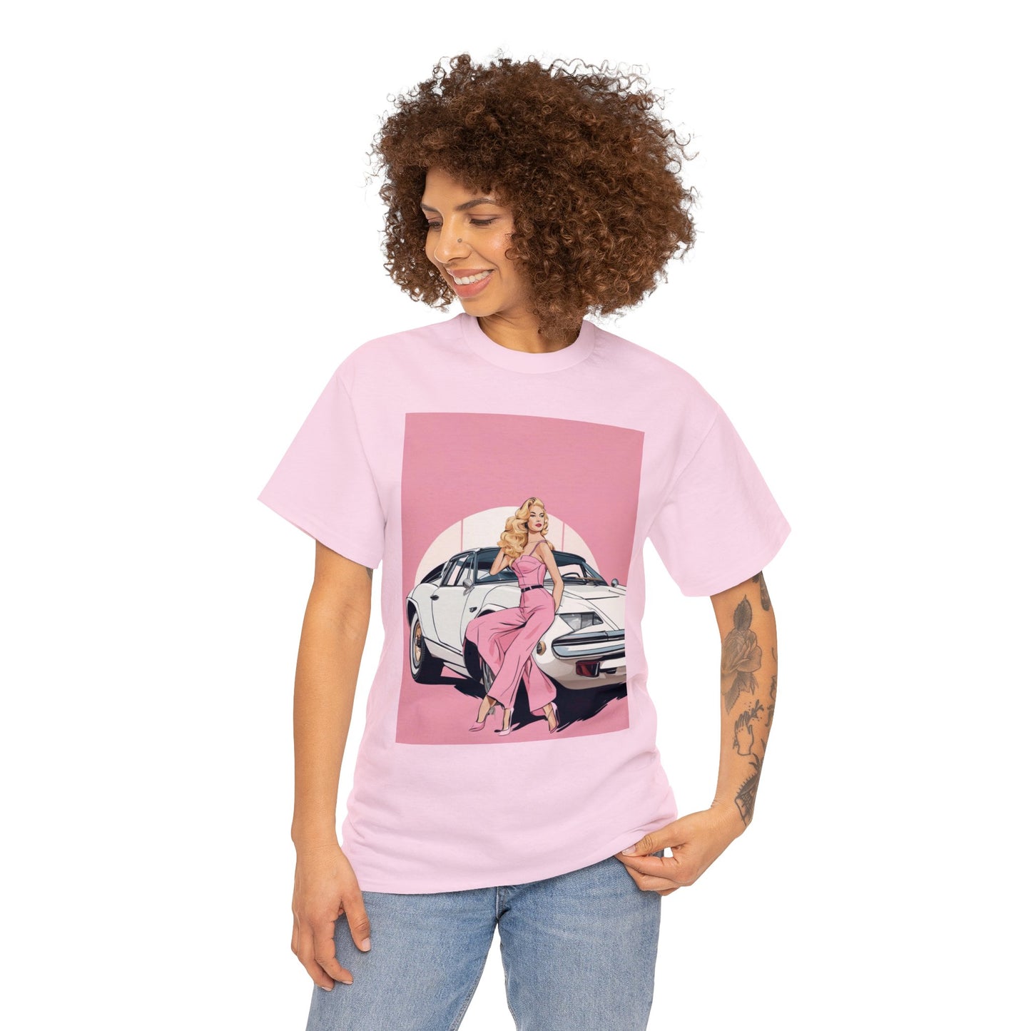 Unisex Heavy Cotton Tee: Pink Barbie Arch [TEDDY]