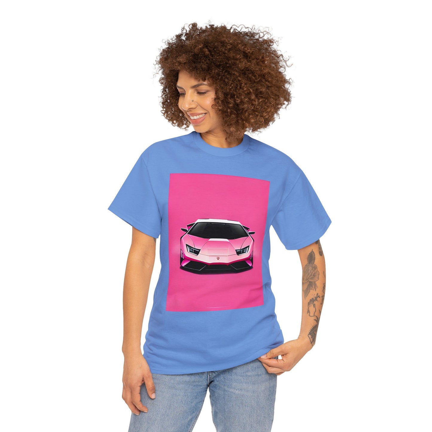 Unisex Heavy Cotton Tee: Pink Lambo [TEDDY]