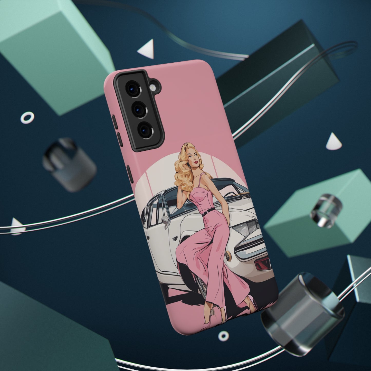 Impact-Resistant Phone Case with Pink Arch Pin-Up [TEDDY]