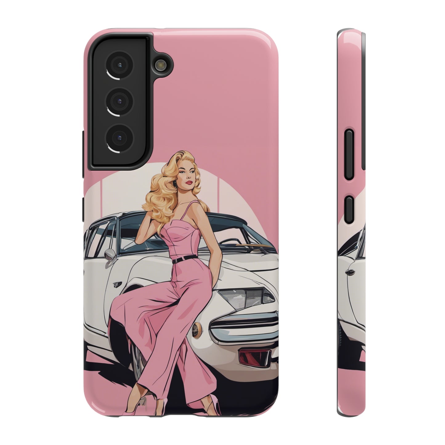 Impact-Resistant Phone Case with Pink Arch Pin-Up [TEDDY]