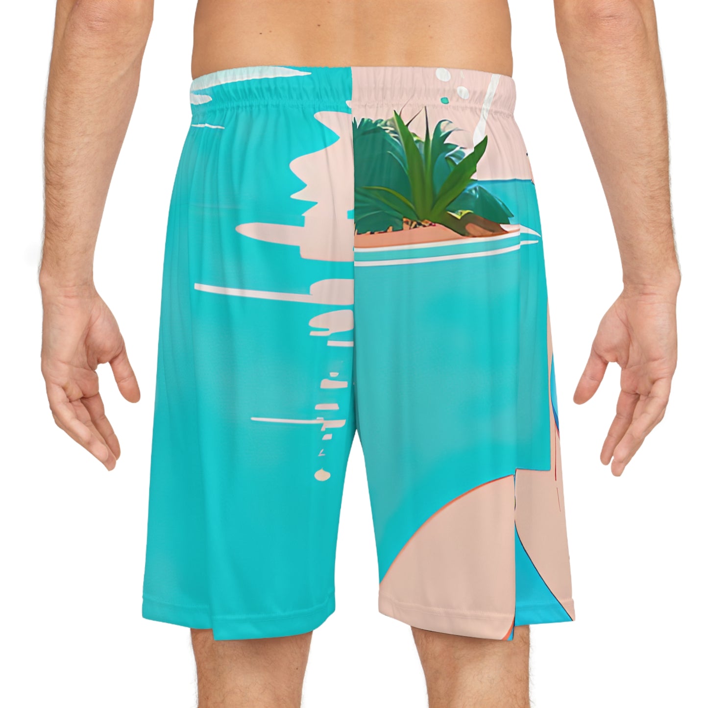 Basketball Shorts with Retro Print: Shoreside Pin-Up [TEDDY]