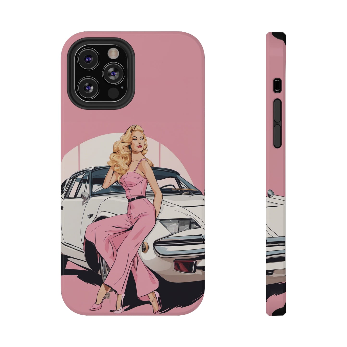 Impact-Resistant Phone Case with Pink Arch Pin-Up [TEDDY]