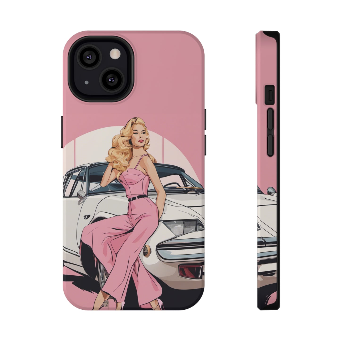 Impact-Resistant Phone Case with Pink Arch Pin-Up [TEDDY]