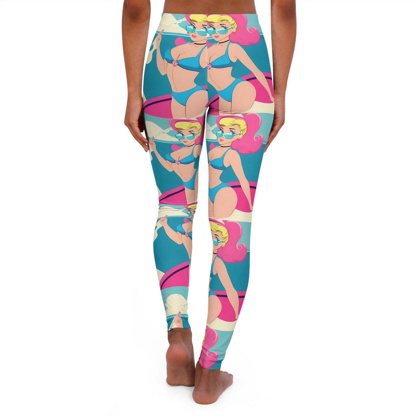 Spandex Leggings with Retro Print: Smoking Pin-Up Repeat Print [TEDDY]