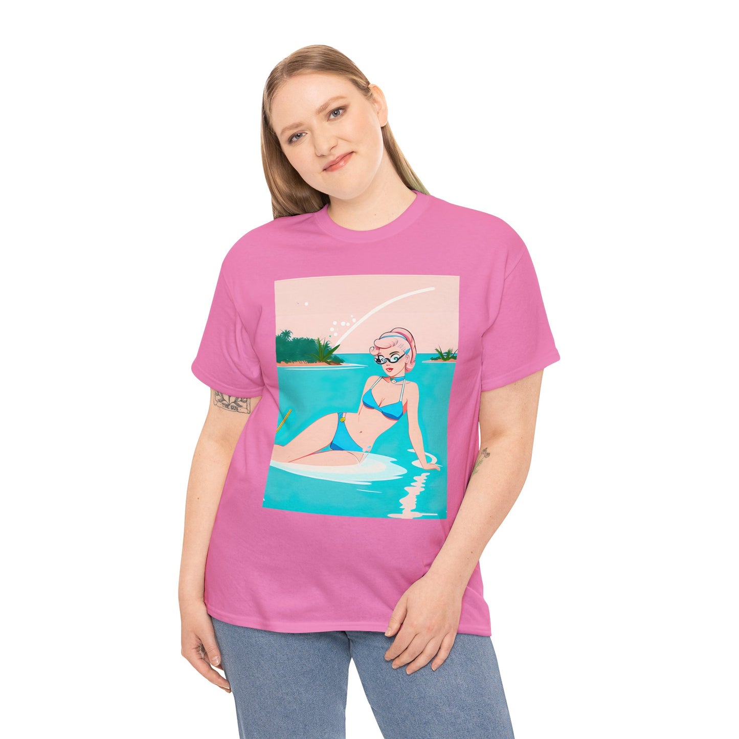 Unisex Heavy Cotton Tee: Shoreside Pin-Up [TEDDY]