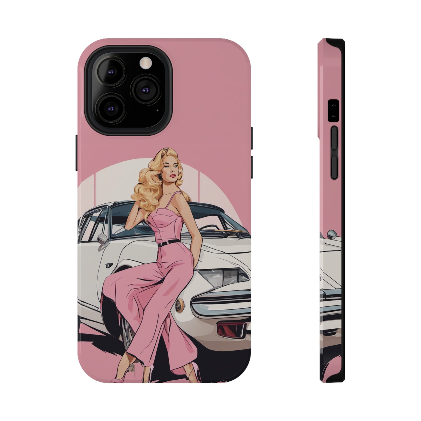 Impact-Resistant Phone Case with Pink Arch Pin-Up [TEDDY]