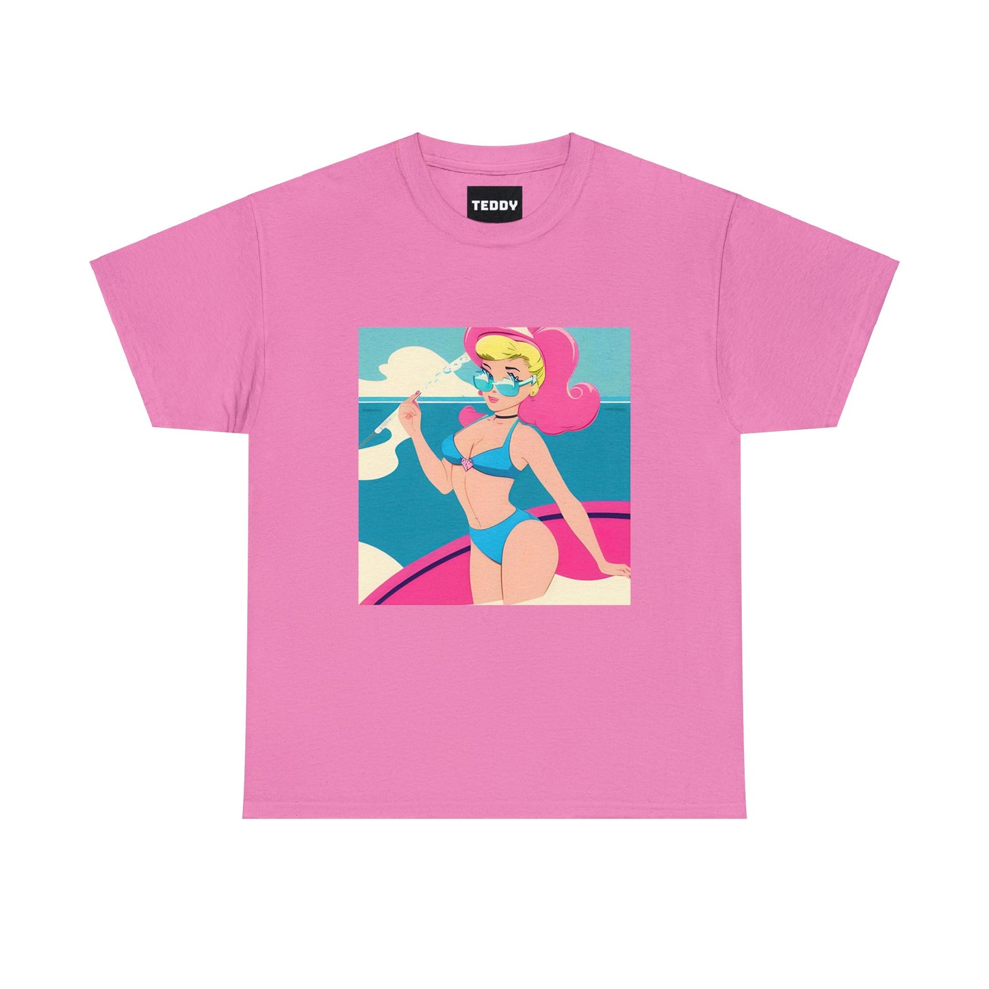 Unisex Heavy Cotton Tee: Cartoon Pin-Up [TEDDY]