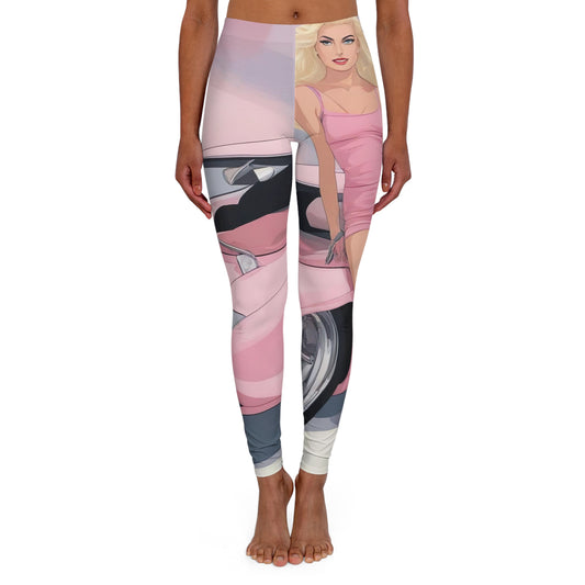 Spandex Leggings with Retro Print: Barbie Illustration [TEDDY]