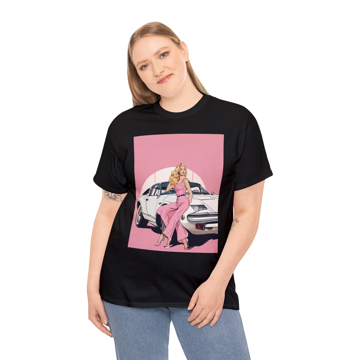 Unisex Heavy Cotton Tee: Pink Barbie Arch [TEDDY]