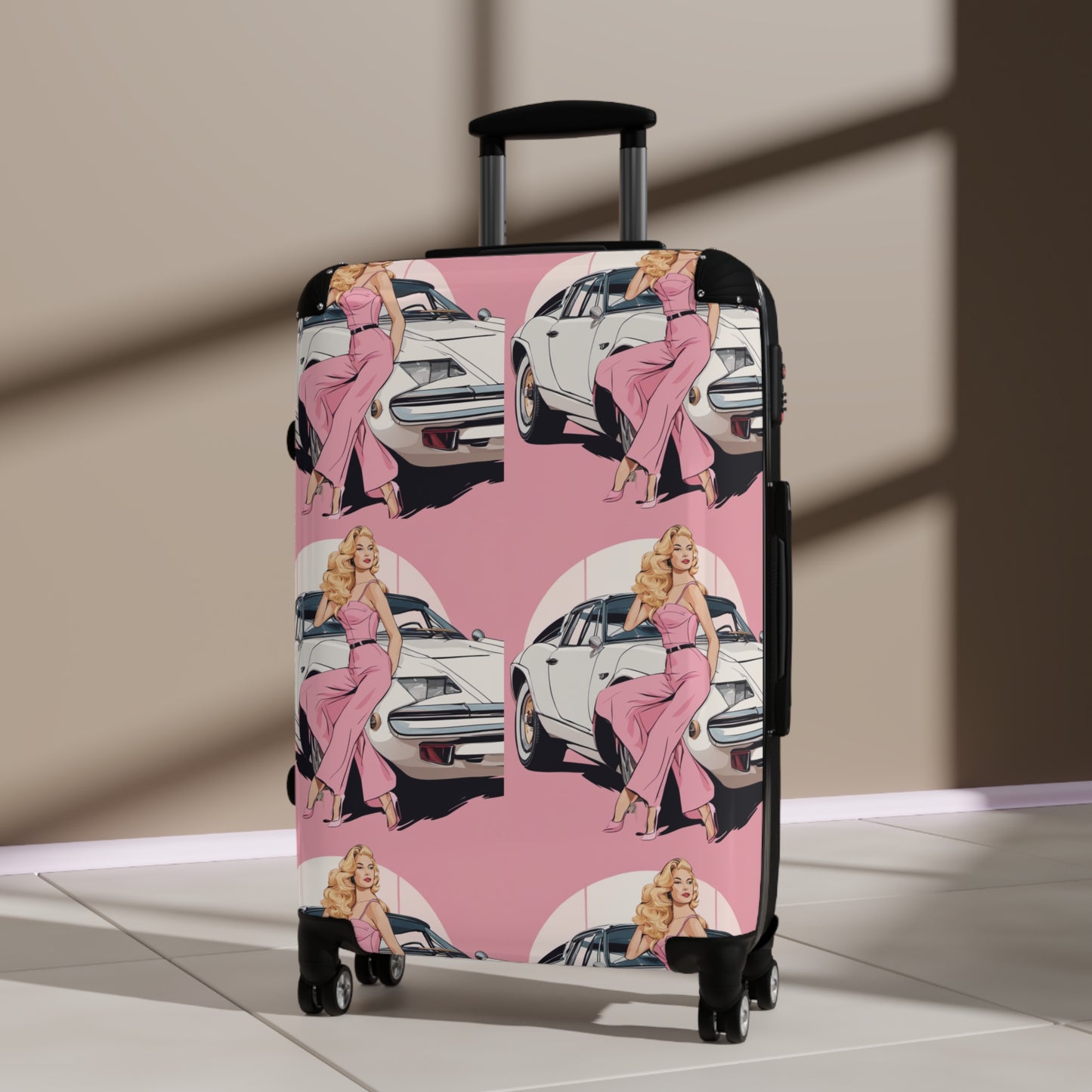 Suitcase with Retro Print: Pink Arch Pin-Up [TEDDY]